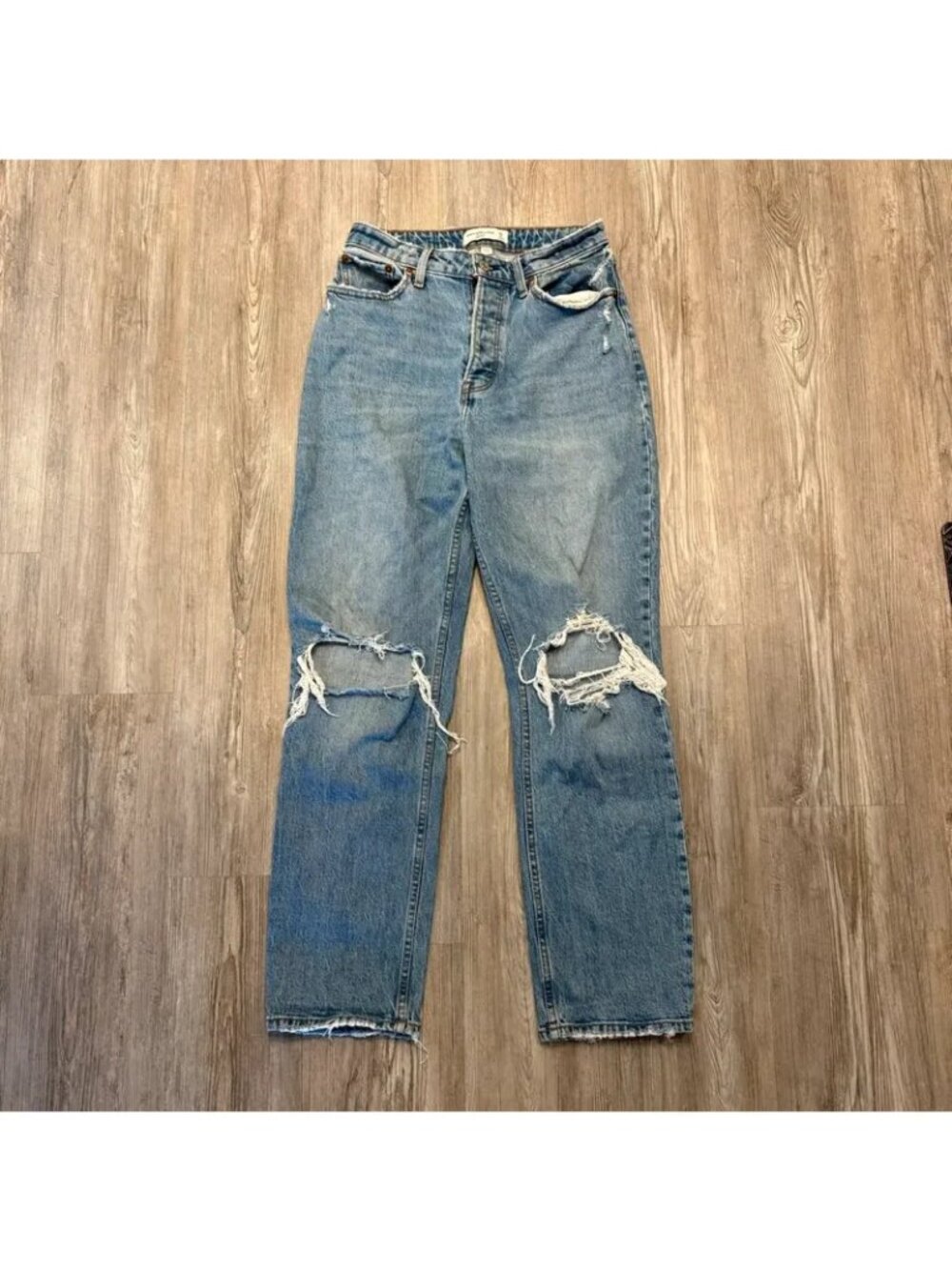 Abercrombie & Fitch Dad High Rise Curve Love Ripped Jeans Womens Size 26/2R